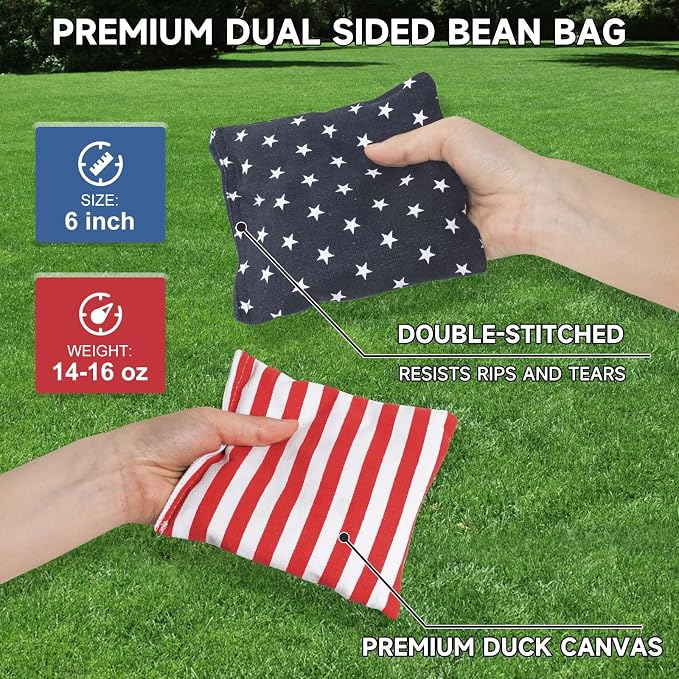 Cornhole Board Set 4x2 Regulation Size Cornhole Set with Carrying Bags & 8 Bean Bags Corn Hole Boards Bean Toss Game for Adults Family Outdoor Lawn Outside Backyard Games