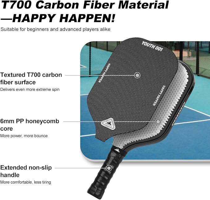 Carbon Fiber Pickleball Paddles Set of 2, with Balls, Bag & Grip Tape | Carbon Fiber Paddles with Honeycomb Core Deliver Spin, Control and Comfort for All Skill Levels