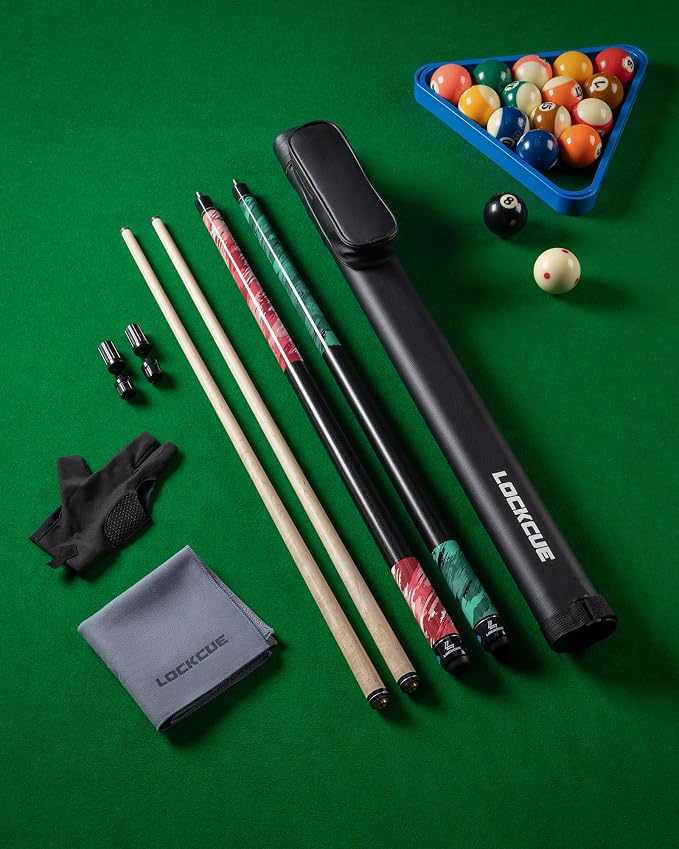 Pool Cue Set with 58-inch Billiard Cue Stick | Hard Leather Tube Case, Microfiber Towel & Glove