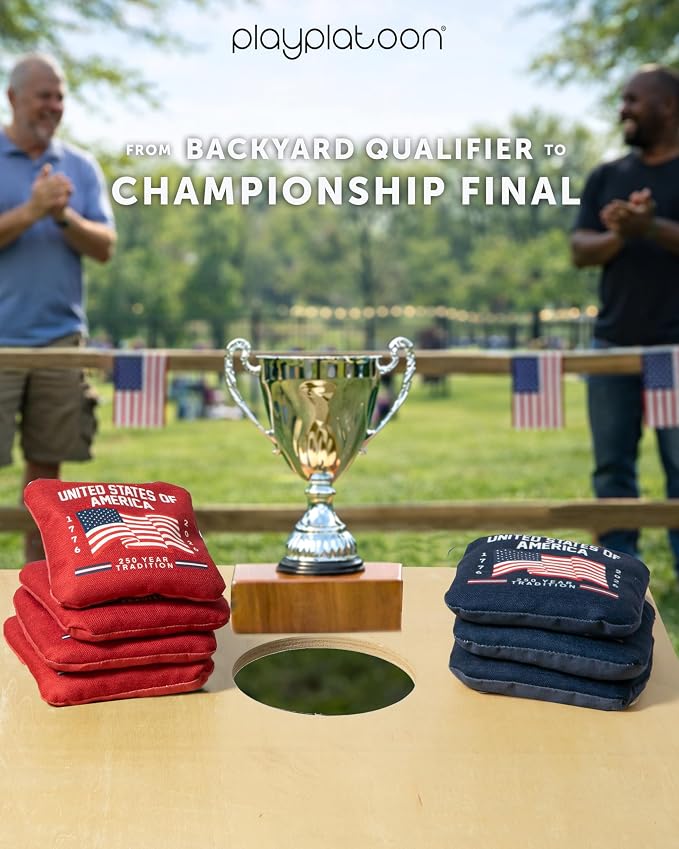 Play Platoon Pro Cornhole Bags Set of 8 - Professional Dual Sided Slick and Sticky Side Competition Corn Hole Bags - Tournament Series