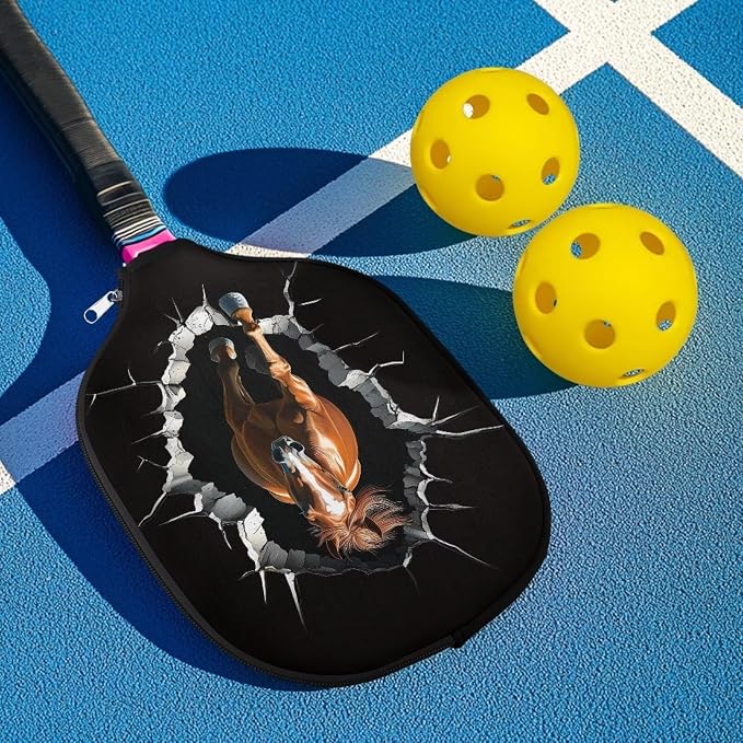 Horse Pickle Ball Paddle Covers Sunflower Hummingbird 4 Pcs Pickleball Paddle Cover Elongated Pickleball Racket Carry Sleeve with Zipper Paddle Case Fits Most Paddle