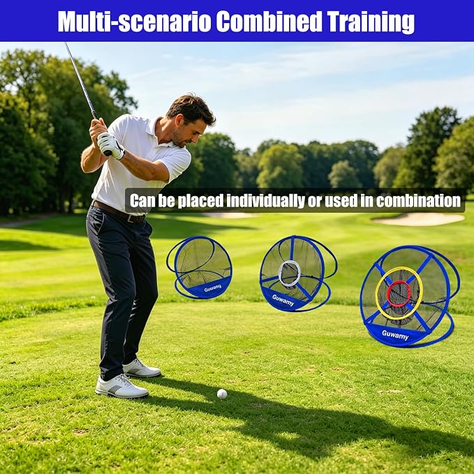 Set of 3 Golf Chipping Nets (3 Sizes) - Pop-Up Practice Targets for Indoor & Outdoor