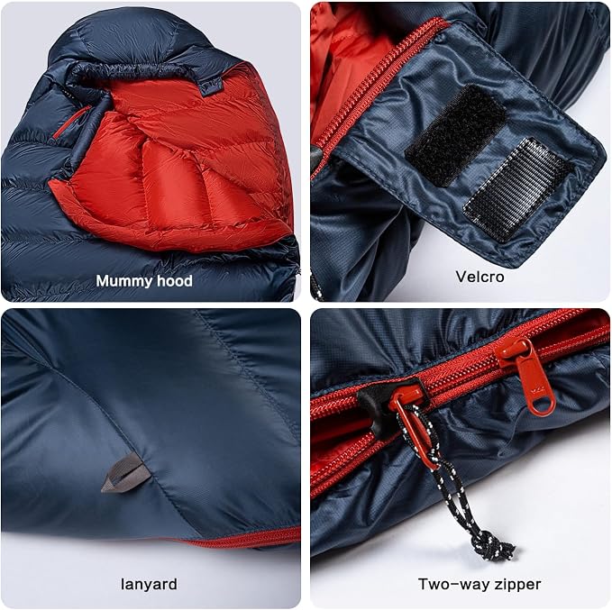 Ultralight Mummy Down Sleeping Bag 650 Fill Power Duck Down Suits for 32 Degree F for Camping Hiking Backpacking