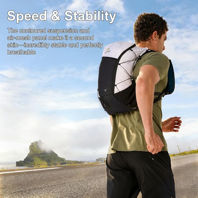 N NEVO RHINO 12L Hydration Backpack with 2 TPU 17oz / 500ML Soft Flasks, Lightweight Running Vest for Women & Men, Running Backpack for Trail Running Marathon Hiking