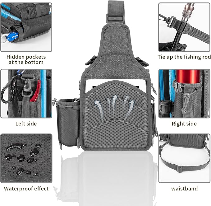 BLISSWILL Outdoor Tackle Bag - Large Water-Resistant Fishing Backpack