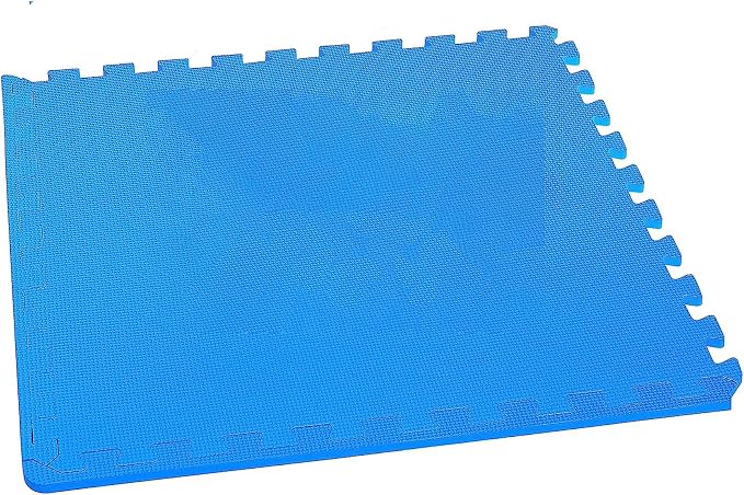 BalanceFrom Puzzle Exercise Mat 1/2" Thick, EVA Interlocking Foam Floor Tiles for Home Gym, Mat for Home Workout Equipment, Floor Padding for Kids, Blue, 24 in x 24 in x 1/2 in, 24 Sq Ft - 6 Tiles