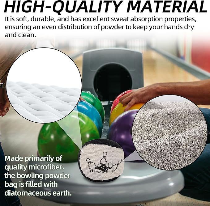 TonGass Microfiber Ultra Dry Bowling Grip Ball, Microfiber Bowling Grip Bags, Bowlings Powder Bag for Hands Use - Black & Grey