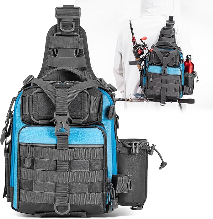 BLISSWILL Outdoor Tackle Bag - Large Water-Resistant Fishing Backpack