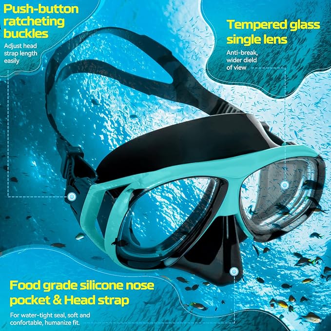 Nearsighted Snorkel Gear, Nearsighted Dry Snorkel Mask Set for Adult Youth, Nearsighted Anti Fog Diving Mask with Detachable Camera Mount & Adjustable Strap for Scuba Diving, Snorkeling, Freediving