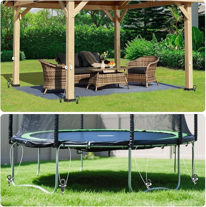 8 Pcs 30" Ground Anchors Shed Anchors Kit Heavy Duty 12mm Solid Steel, Triple-Turn Helix Earth Anchors for Sheds, Carport, Canopy, Gazebo, Trampoline, Mobile Home