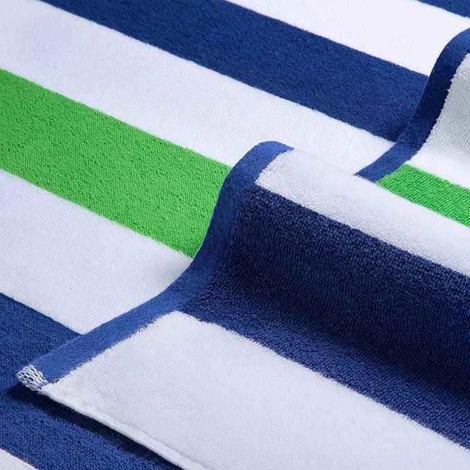 Bornbay Large Beach Towel Oversized - 40"X70" Big Cute Pool Towel, Extra Large Thick Grassgreen Beach Towels, XL Wide Fluffy Beach Towel Oversize, Giant Stripe Cotton Pool Towel for Adults