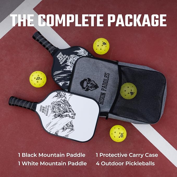 Bison Paddles: Carbon Graphite Pickleball Paddles - Lightweight Pickleball Rackets | Honeycomb Composite Core Improves Pickle Ball Placement and Increases Power | Durable Unibody Construction