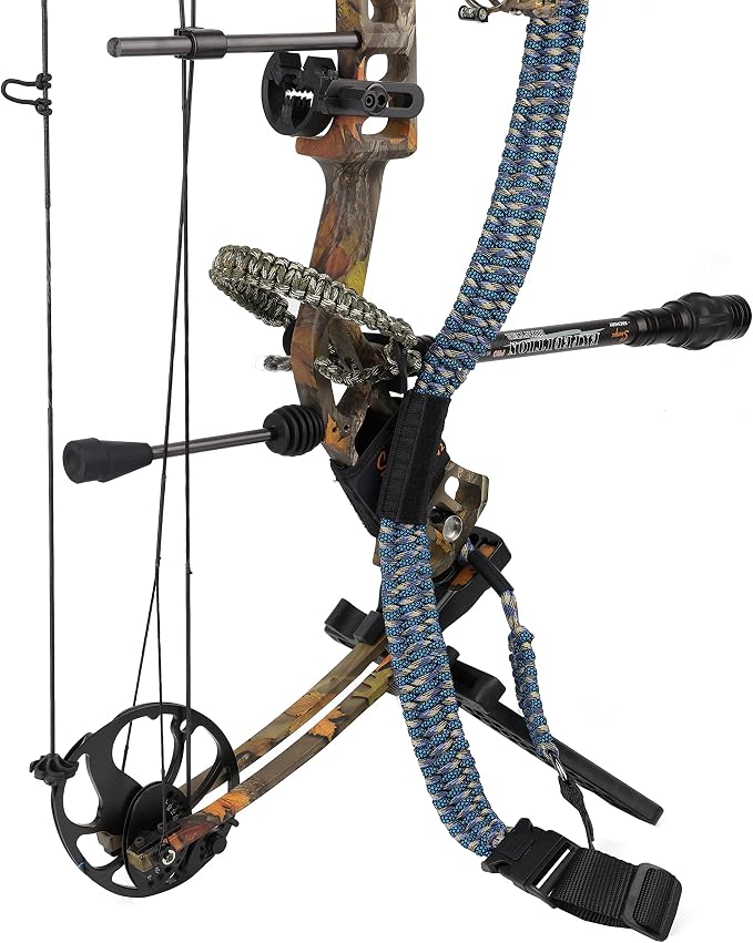 SUNYA Paracord Compound Bow Sling with V2 Upgraded Magnetic Connection System. Lightweight Hands Free Shoulder Carrying Sling for Bow Hunting, Field Archery and 3D