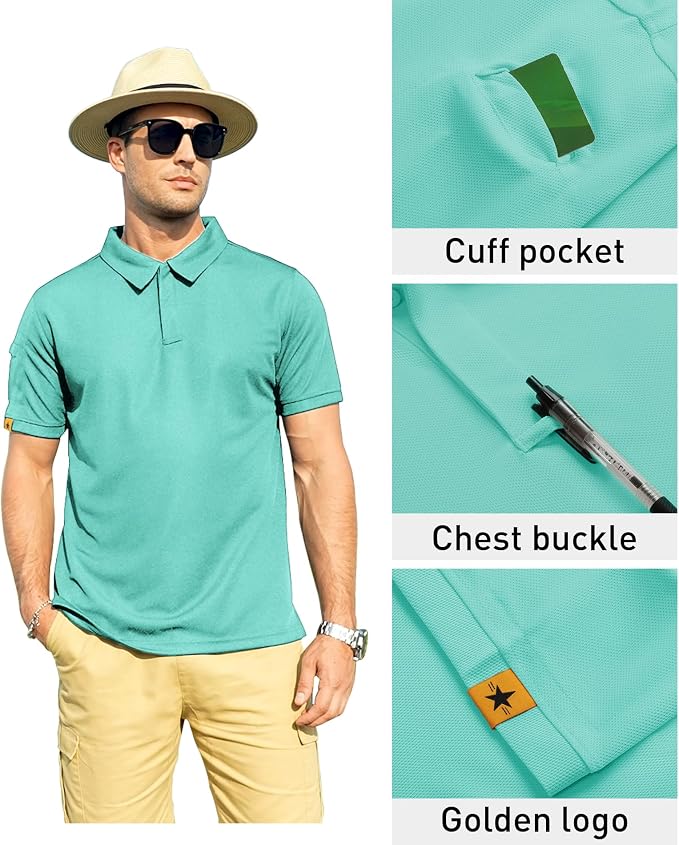 ZITY Mens Polo Shirt Short Sleeve Sports Tactical T-Shirt Athletic Golf Polos Daily Casual Stylish Collared Shirts for Men