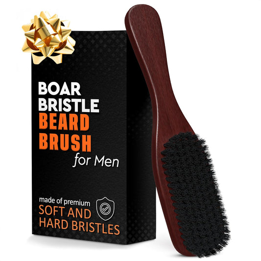 Soft Beard Brush for Men – Soft Boar Bristle Beard Brush with Handle, 9" Wooden Design for Beards, Mustaches & Slick Back Hair – Comfortable Grip, Styling Control, for Daily Grooming & Barbershop Use