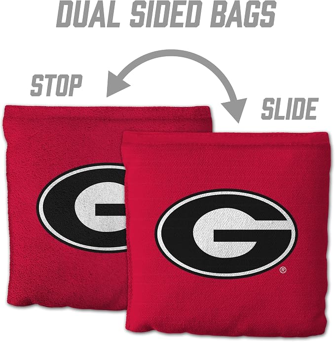 YouTheFan Officially-Licensed NCAA Set of 8 Cornhole Bags - All Weather Dual Sided Slide & Stop - Regulation Size with Carry case