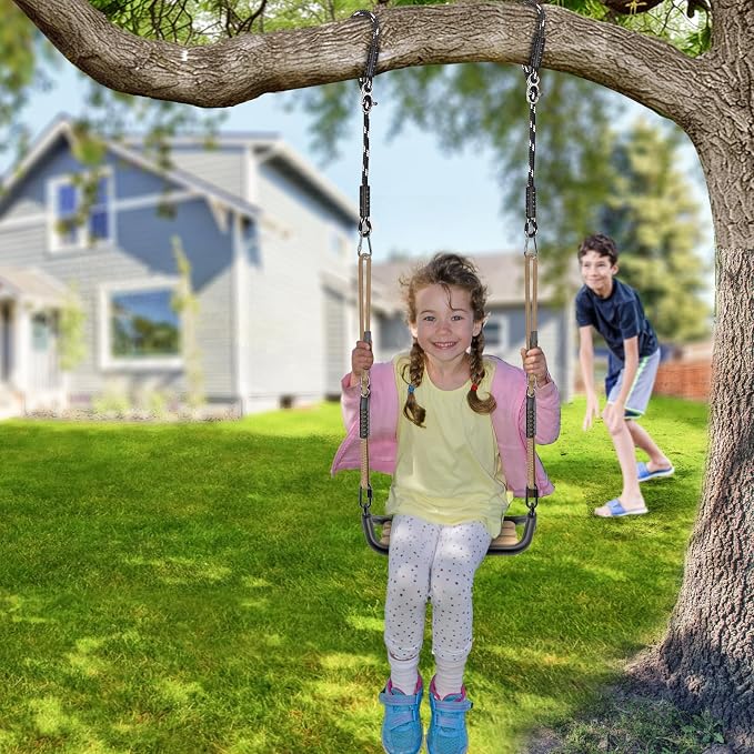 SELEWARE Heavy Duty Tree Swing Ropes, Adjustable Hammock Tree Straps Hanging Kit with Locking Carabiners, 10FT Tree Swing Straps for Outdoor Swings Hammock Playground Set Accessories (Black, 2 Pack)