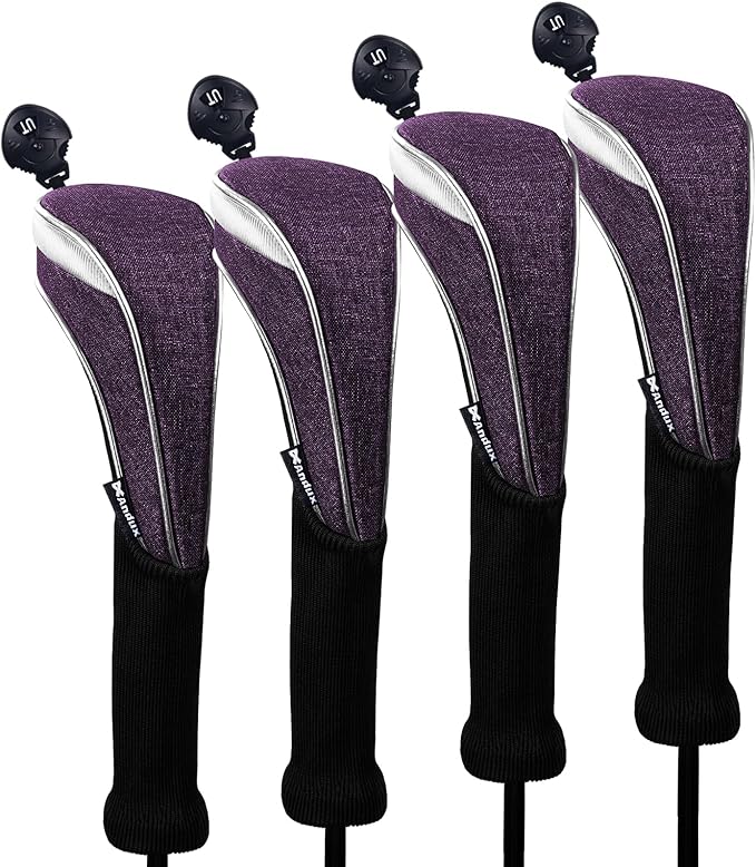 Andux 4 Pack Nylon Long Neck Golf Hybrid Club Head Covers with Dial No. Tag CTMT-03