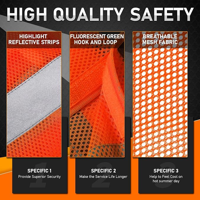 Unittype Reflective Safety Vests Hi Vis Work Vest Mesh High Visibility Silver Strip Adjustable Size for Men Women Outdoor
