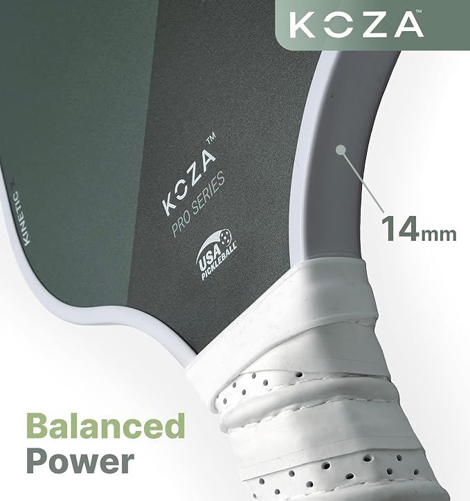 KOZA Pickleball Paddle Set with 2 Paddles, 4 Balls, Carry Bag, 14mm Frame