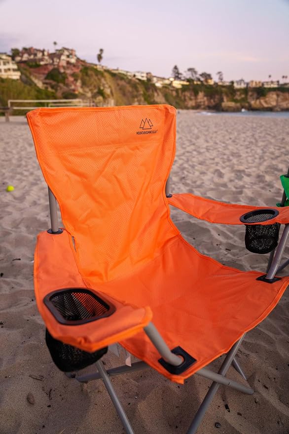 Anytime Chair for Camping, Sports, and The Outdoors w/Carry Bag, Camping Chairs for Adults, Folding Chair for Outside, (by Caddis Sports) (1, Orange)