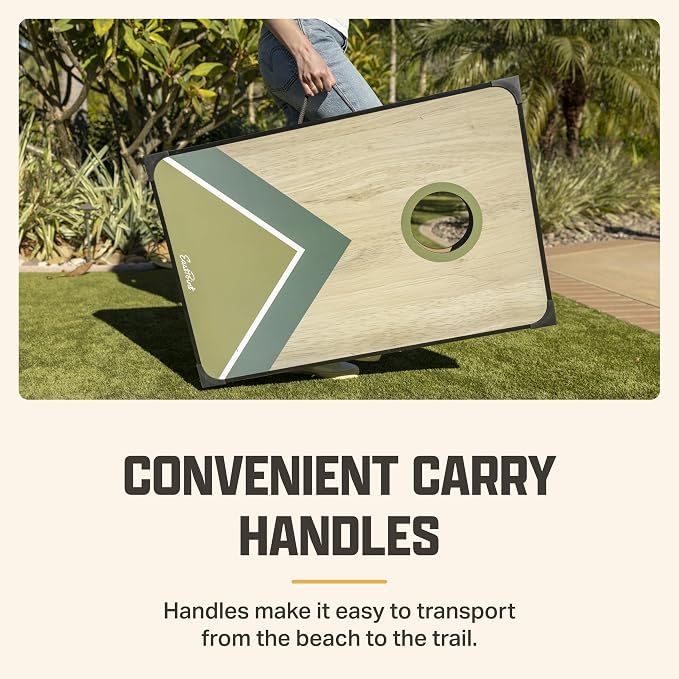 EastPoint 2' x 3' MDF Cornhole Board Set - 2 Boards & 8 Bean Bags - Bean Bag Toss with Storage & Carry Handles - Durable MDF for Outdoor Family Games - Tailgate Games & Beach Play
