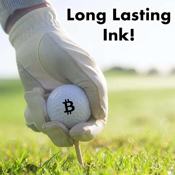 Golf Ball Stamp Bitcoin and Bitcoin Golf Towel Orange and Grey