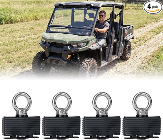 KEMIMOTO UTV/ATV Tie Down Anchors Cargo Anchor Bed Tie Down Tab Kit Compatible with Can-Am Defender Commander Maverick X3 & Outlander Renegade & Sea-Doo, 4PCS