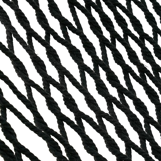 Lazy Daze Hammocks 12FT Double Rope Hammocks, 2 Person Hand Woven Cotton Hammock with Spreader Bar, Carabiner, Tree Strap, Chain for Outside, FIT 13-15 FT Stand, Max 450 Lbs, Black