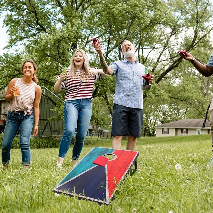 Cornhole Set 4x2 and 3X2 Regulation Size Corn Holes Sets with Carrying Bags & 8 Bean Bags Cornhole Boards Bean Toss Games for Adults Family Outdoor Beach Lawn Outside Backyard Games
