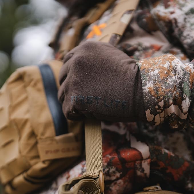 First Lite Rugged Wool Half Finger Glove | Merino Wool Fingerless Hunting Gloves for Men | Silicone Grip Palm for Shooting Dexterity