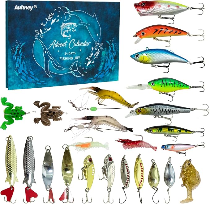 Fishing Lure Advent Calendar 2026 Christmas Countdown, 24 Days Lure Fishing Kit, Xmas Fishing Gift for Fisherman Adult Men Teen Boys