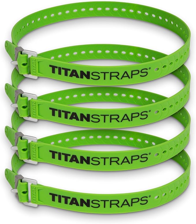 Titan Industrial Straps – Strong & Simple Tie-Downs for Construction (Welders, DIY Home) & 1st Responders – 3 Year Warranty, Batch Tested – 70 lb. Working Load, Lime Green, 4-Pack