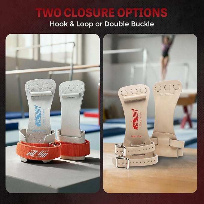 Reisport Men's High Bar Gymnastics Grips - Durable Leather Hand Grips for Gymnastics Bars Men & Boys - Gymnastics Equipment & Accessories for Advanced Gymnasts