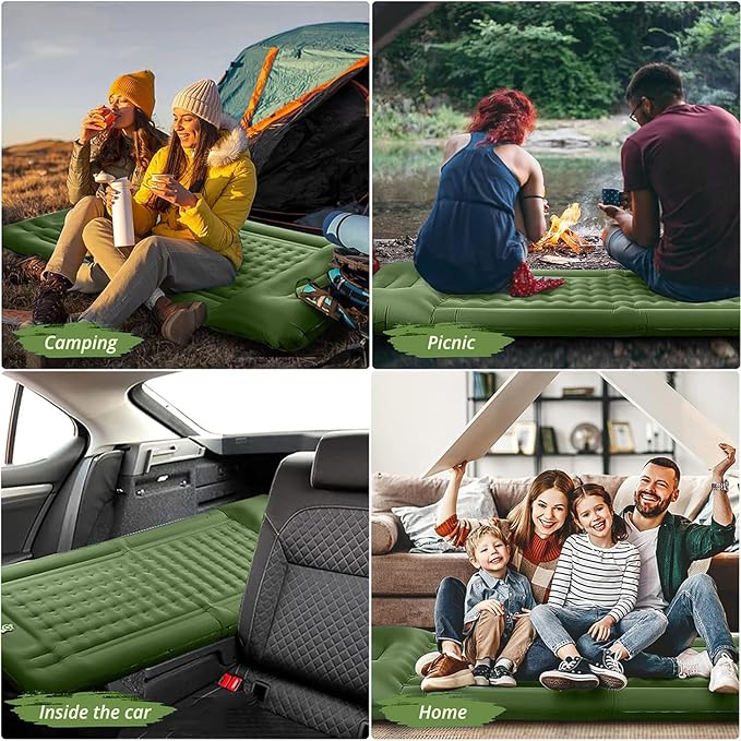 SEVNPRIME 78in x 29in x 5in Camping Sleeping Pad, Upgraded Durable Waterproof Compact Traveling Air Mattress, Built-in Foot Pump, Ultralight Inflatable Sleeping Mat for Backpacking, Hiking