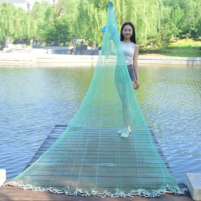 Easy Throw Cast Net for Fishing - Durable Fish Nets for Fishing with Smooth Casting, Perfect for Catching Fish, 8/9/10/12ft Radius