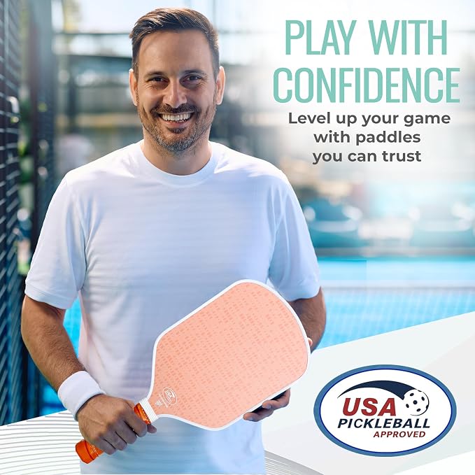 Pickleball Paddle Single and Set – USAPA Approved Lightweight Paddles, Fiberglass Surface, 13mm Honeycomb Core, Outdoor Balls & Carry Bag