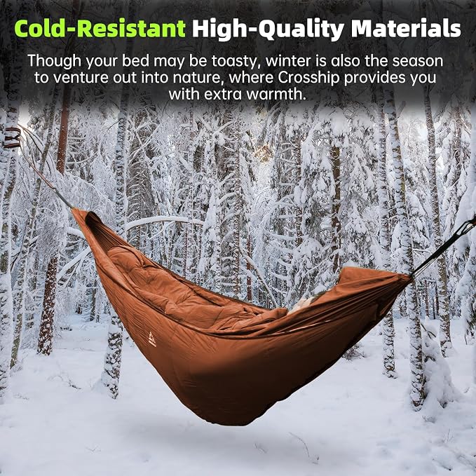 Hammock Underquilt for Camping - Full Length Orange Lightweight Warm Quilt for 3-4 Seasons (41-68°F) - Soft & Durable for Hiking, Backpacking, Beach, Travel - Holds Up to 500lbs