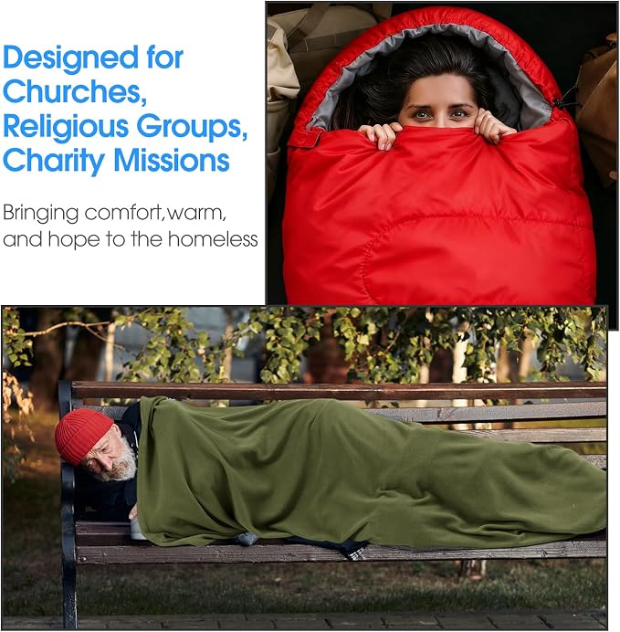 Hahafelt 6 Pack Sleeping Bags with Fleece Liners for Adults Bulk, Lightweight Waterproof Camping Sleeping Bags Set for Summer Camp, Church Trip, Emergency Relief, Outdoor Hiking Backpacking