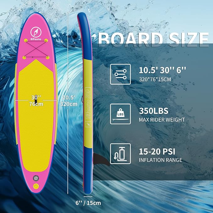 Bifanuo Inflatable Stand Up Paddle Board with SUP Accessories and Backpack