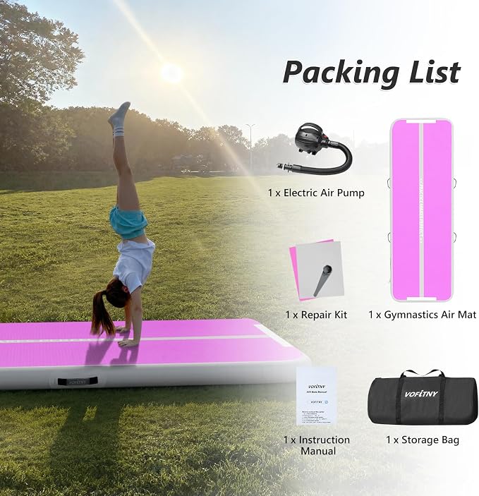 VOFiTNY All Purpose Gymnastics Mat 6.6/10/13/16/20 ft Sturdy Inflatable Tumble Track for Home/Gym