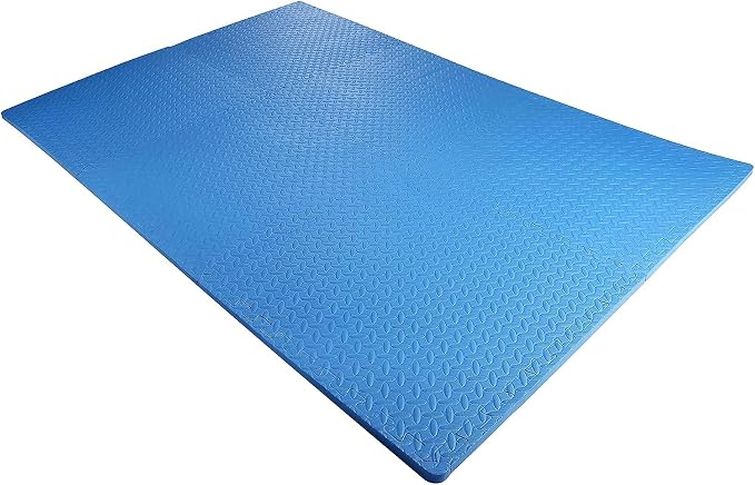 BalanceFrom Puzzle Exercise Mat 3/4" Thick, EVA Interlocking Foam Floor Tiles for Home Gym, Mat for Home Workout Equipment, Floor Padding for Kids, Blue, 24 in x 24 in x 3/4 in, 24 Sq Ft - 6 Tiles