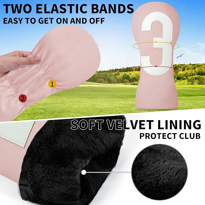 Premium Golf Head Covers - Golf Driver Head Covers, Protects Against Scratches and Damage, Specifically Designed for Fairway Woods.