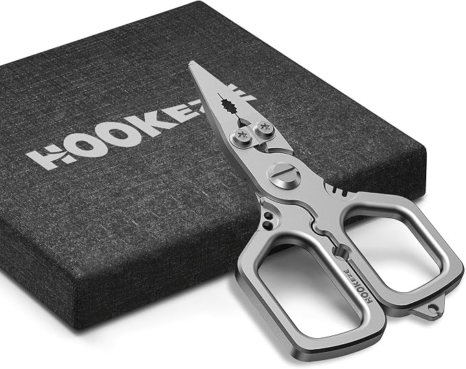 HOOK-EZE Multi-Function Fishing Pliers, Saltwater Resistant Fishing Scissors, Tungsten Cutters, Knot Tying Tool with Lanyard, Split Ring Hook Remover, Gifts for Men