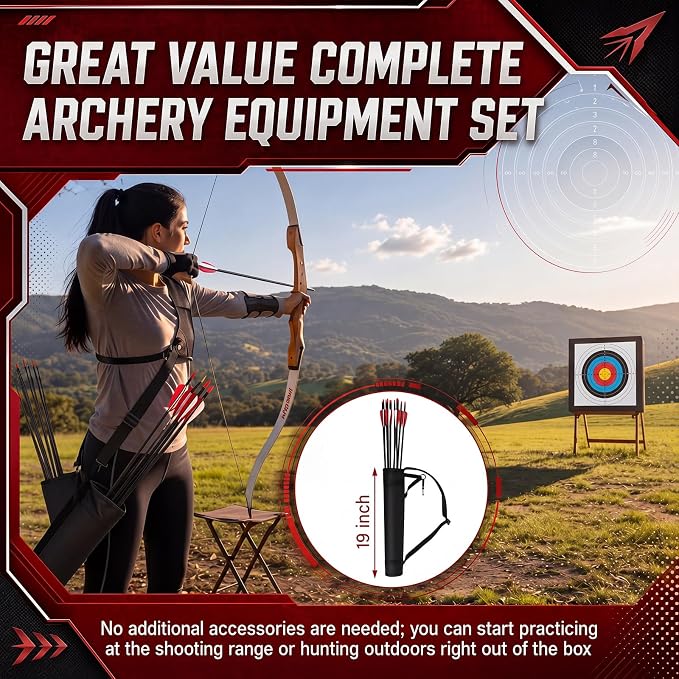 Silipull 24 Pcs Archery Practice Kit 12 Pcs 31" Carbon Arrows for Compound Recurve Bow Spine 500 Hunting Train Arrows with 6 Nocks, Quiver, Arm Guard, Finger Glove, Targets for Beginner Adult