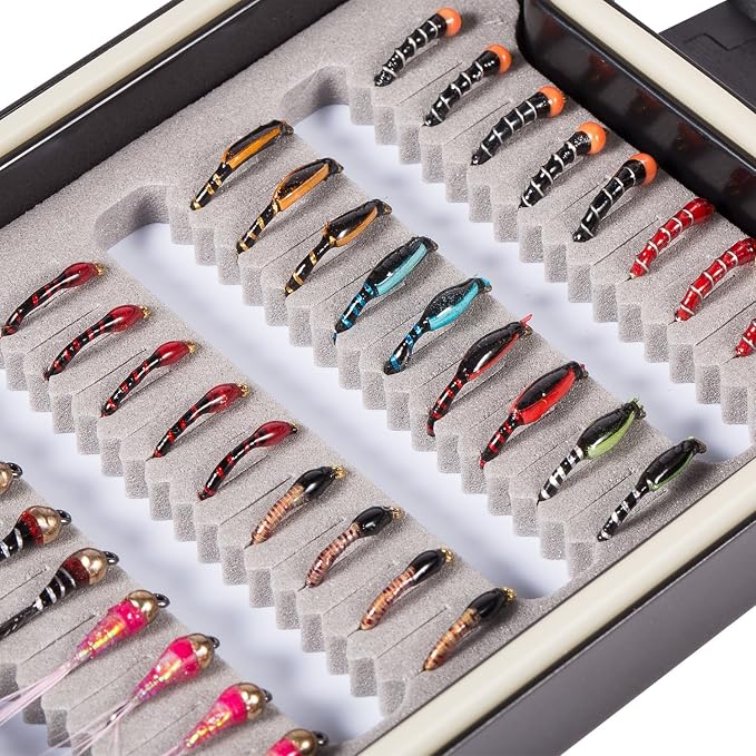 BASSDASH Fly Fishing Flies Kit Fly Assortment Trout Bass Fishing with Fly Box with Dry/Wet Flies, Nymphs, Streamers, Popper