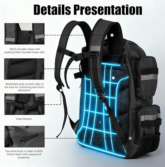 45L Fishing Tackle Backpack with Rod Holders, Waterproof Large Fishing Back Pack Storage Bags & Wraps Gear And Equipment for Men for Camping Hiking, Bottle Holder
