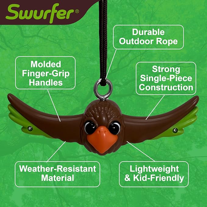 Swurfer Ninja Twister Swing Spins Set - 360° Twist Spin Toy, Swing Set Accessories for Backyard, Kids Outdoor Toys, Playground Hang Toys, Easy Install, Adjust Height, Durable, Up to 300lbs, Hawk