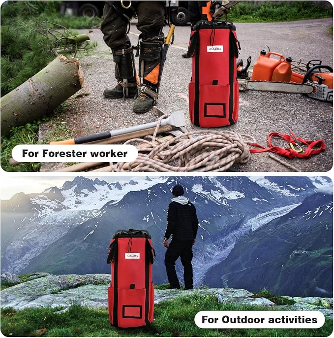 AOLEBA Arborist Rope Storage Bag Tree Climbing Rock Rope Bucket Backpack Rope Storage Bag Large Capacity 1680D Thicken Nylon Material with Hand Straps, Side Pockets