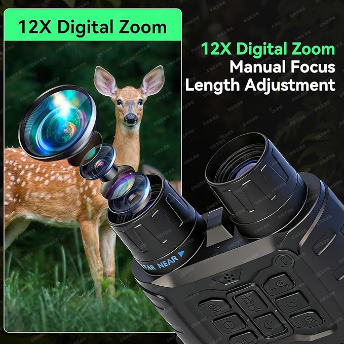 Night Vision Goggles for Adults Hunting, 4K Infrared Night Vision Binoculars,Digital Night Vision Device with 5200mAh Battery 12X Zoom and 32GB TF Card, Hunting Gear Camping Gifts for Men